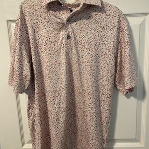 Mens Footjoy Speckle Lisle Golf Polo Shirt white red blue size small